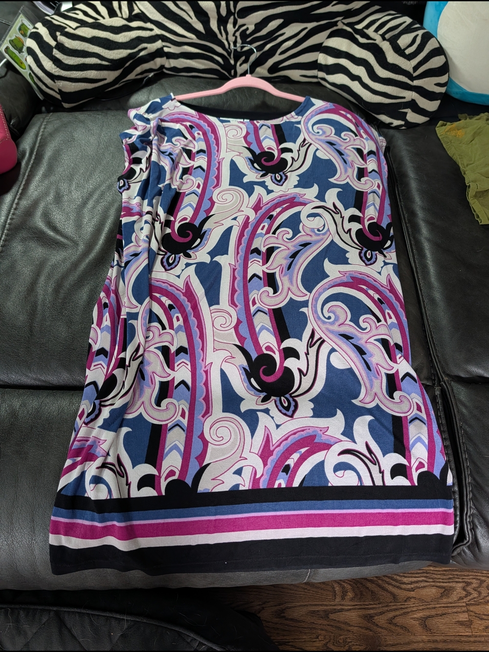 Chicos Travelers Print Dress in Blue, Pink & Purple